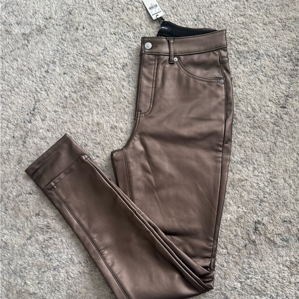 Express Shiny Brown Jeggings